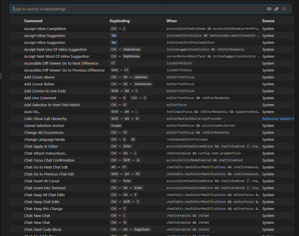 단축키 설정 화면