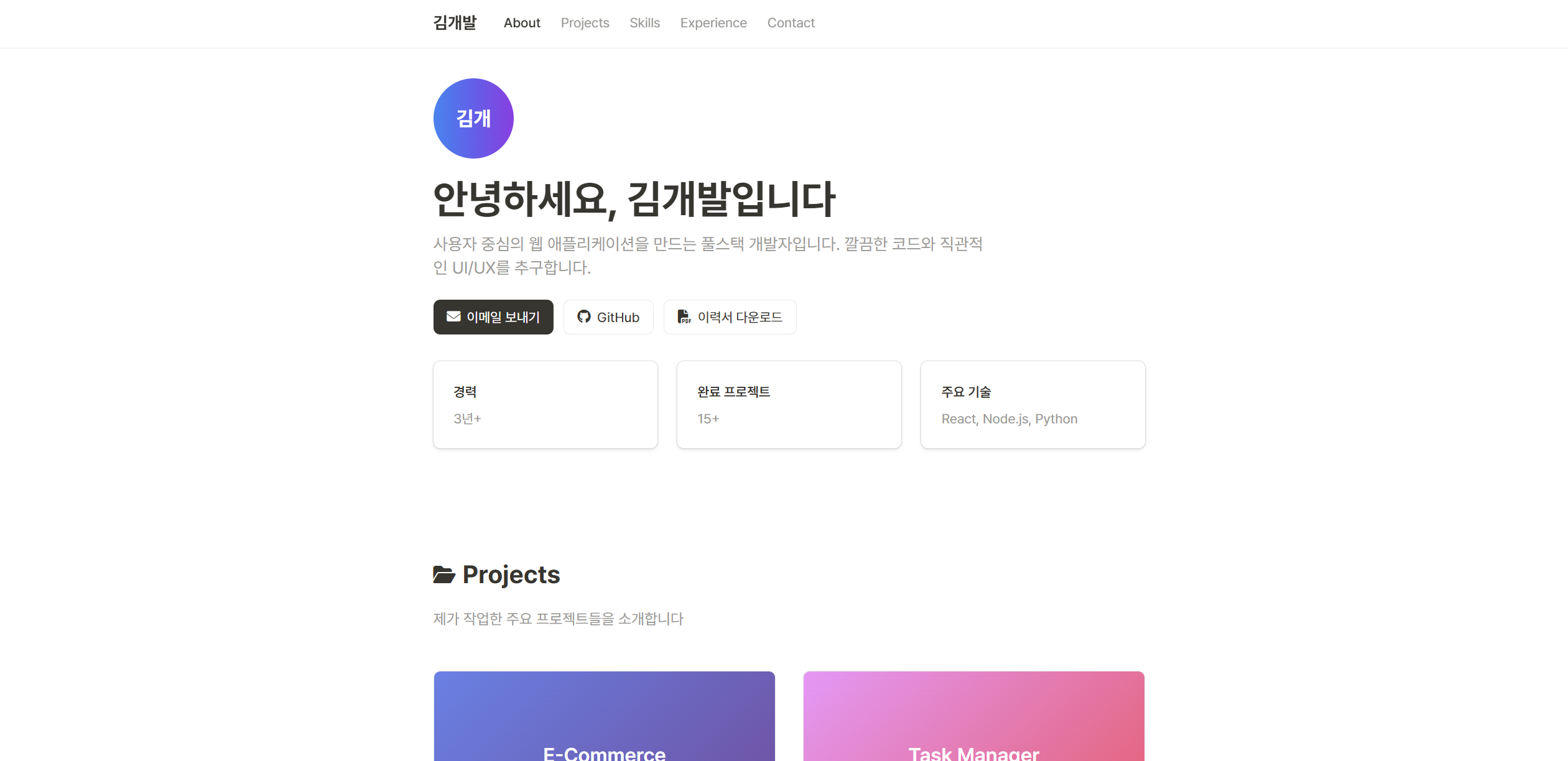 (5-2) 개발자 포트폴리오 페이지