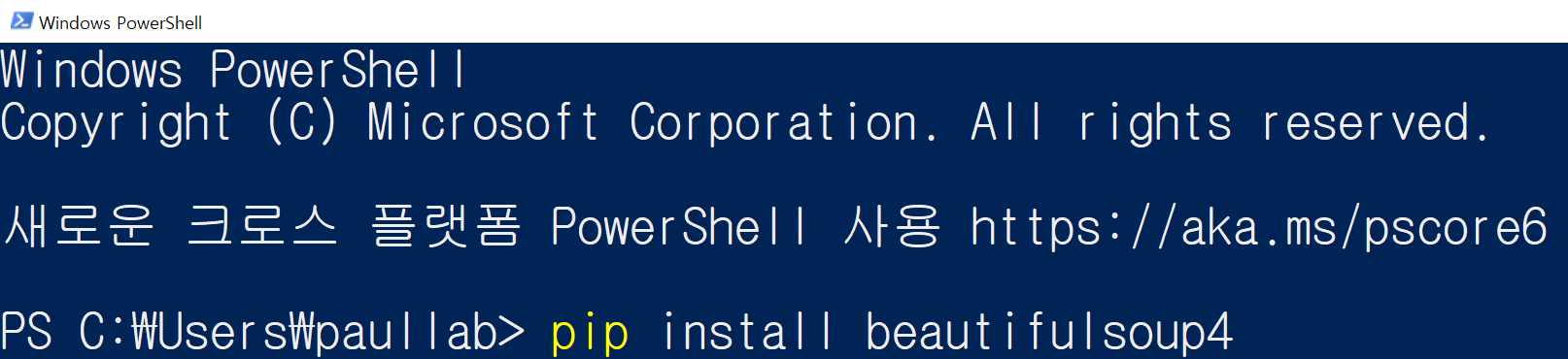 beautifulsop4 설치 화면
